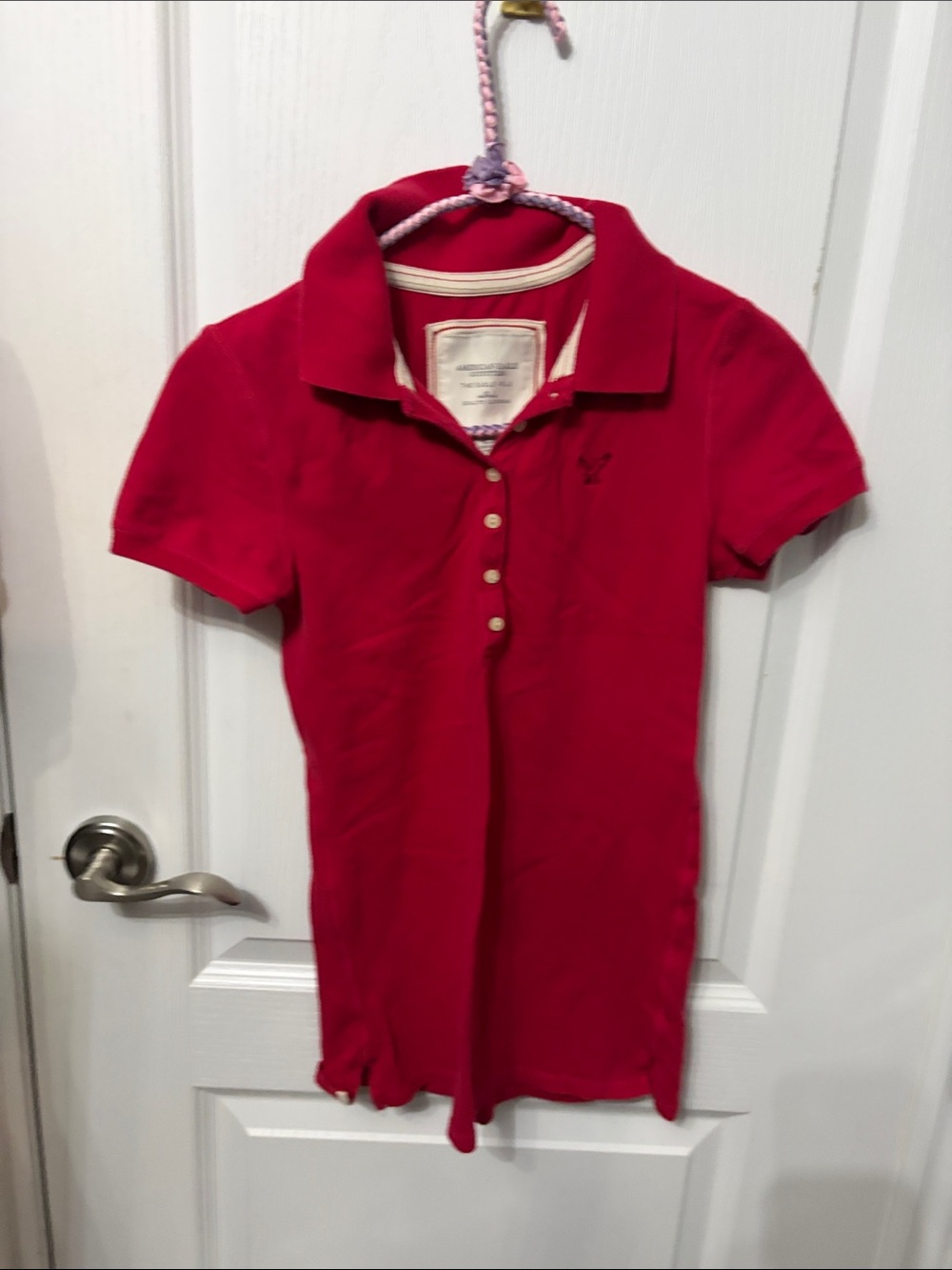 American Eagle Outfitters Red Short Sleeve Polo Tee